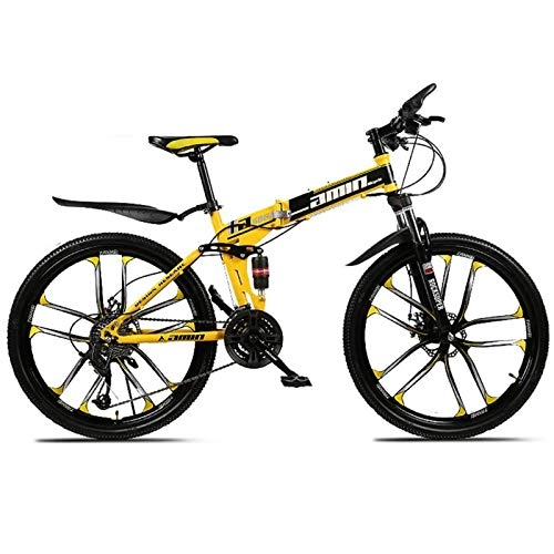 Plegables : YSHUAI Bicicleta Plegable MTB Bicicletas De Cross Trekking, Deportes Plegables, Bicicleta De Montaña, Fitness Al Aire Libre, Ciclismo De Ocio para Hombres, Mujeres, Niña, Adecuado para Niños, Amarillo