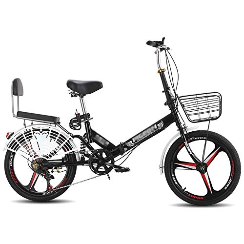 Plegables : YSHUAI Bicicleta Plegable para Niños Estudiantes Adultos 20 Pulgadas Bicicleta Plegable Freno De Doble Disco con Velocidad Variable Amortiguadores De Bicicleta, Negro