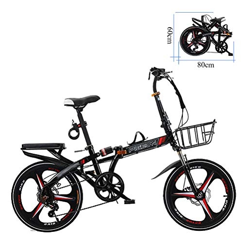 Plegables : ZEIYUQI Bicicleta Estudiante 20 Pulgadas Bicicletas Plegable Adulto Unisex Adecuado para Montar Al Aire Libre, Negro, B