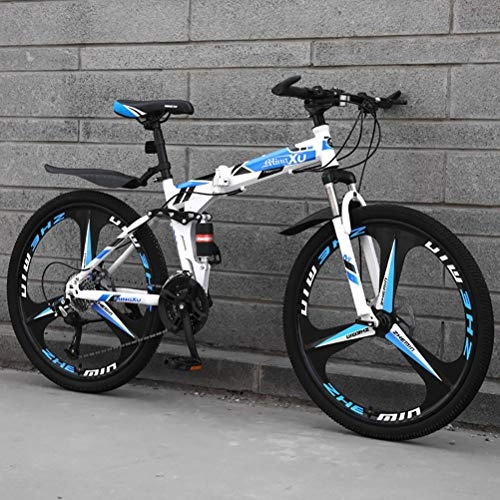 Plegables : ZEIYUQI Bicicleta Plegable Adulto Rueda De 26 Pulgadas Los Frenos De Disco Dobles Son Más Seguros De Manejar Adecuado para Viajes Cortos, Azul, 21 * 24" *3