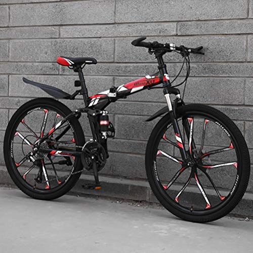 Plegables : ZEIYUQI Bicicleta Plegable Mujer 24 Pulgadas Marco De Acero De Alto Carbono Todoterreno Velocidad Variable Montar Al Aire Libre, Rojo, 27 * 24"*3