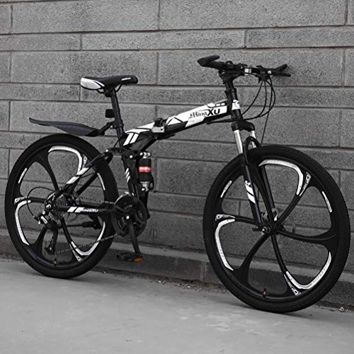 Plegables : ZEIYUQI Bicicletas 24 Pulgadas Freno De Disco Doble, Amortiguación Bici Plegable Adulto Unisex Adecuado para Montar Al Aire Libre, Blanco, 24 * 24"*6