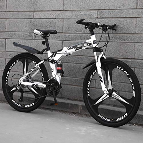 Plegables : ZEIYUQI Bicicletas 24 Pulgadas Freno De Disco Doble, Amortiguación Bici Plegable Adulto Unisex Adecuado para Montar Al Aire Libre, Negro, 21 * 24"*3