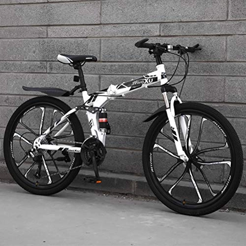 Plegables : ZEIYUQI Bicicletas 24 Pulgadas Freno De Disco Doble, Amortiguación Bici Plegable Adulto Unisex Adecuado para Montar Al Aire Libre, Negro, 21 * 26''*10
