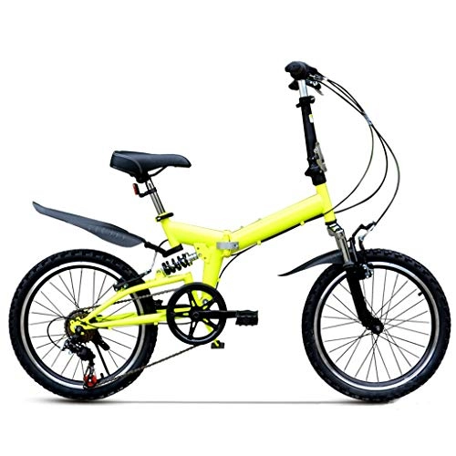 Plegables : ZHEDYI 20 Pulgadas Bicicleta Plegable, Bicicleta De Montaña Adulta Doble Choque De 6 Velocidades, De Acero Al Carbono Bicicletas Todo Terreno Al Aire Libre De La Ciudad De Viaje, Bicicleta Mujer