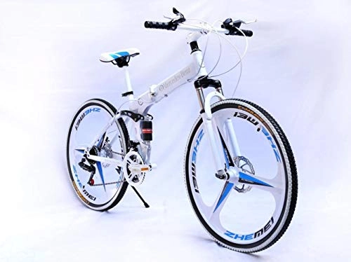 Plegables : ZJPQ Freno de Disco Doble Bicicleta, Montaña Plegable Bicicleta, Bicicleta de Pedal de Estudiante de Escuela Primaria, Ejercicio de Montar Al Aire Libre Coche de Acero Al Carbono / Blanco / 26 * 1
