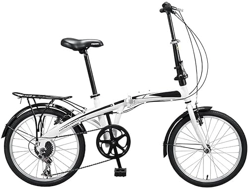 Plegables : ZLYJ Cuadro Bicicleta Plegable para Adultos 20 Pulgadas, Bicicleta Ciudad Plegable con Luz Velocidad 7 Velocidades, Sistema Plegado Rápido White