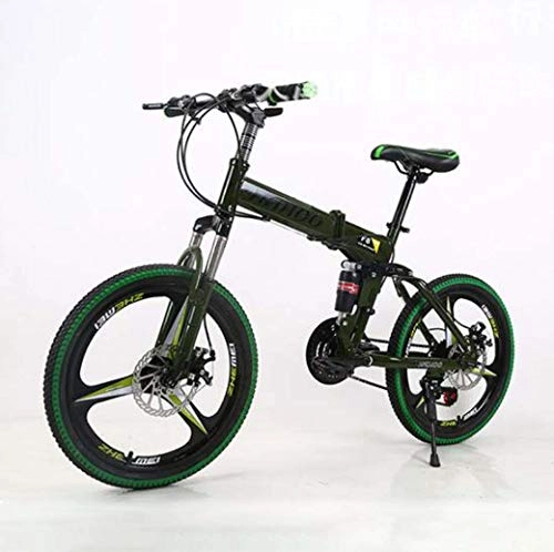 Plegables : ZTYD 20" Bicicletas de montaña Bicicleta Plegable, con 3 radios de Doble Freno de Disco de Doble suspensin Antideslizante, Tenedor de suspensin, Verde