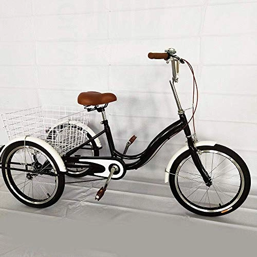 Comfort Bike : 20" Cogwheel Tricycle Adult 1 Speed Adult Tricycle with Shopping Basket, 3 Wheels Comfort Bicycles Bike Traditional Design for Seniors