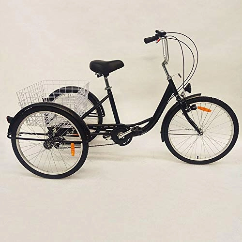 Comfort Bike : 24 Inch Adult Tricycle Adult Trike 3 Wheel 6 Gain Shopping Tricycle Bicycle Load Bicycle with Basket Seniors Shopping Bike Trike