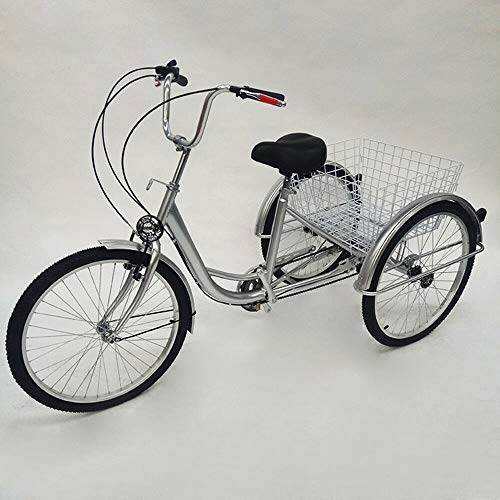 Comfort Bike : 24 inch tricycle for adults, 3 wheels, adults, bicycle, adult trike, 6 gears, seniors, shopping, bike, trike with light.