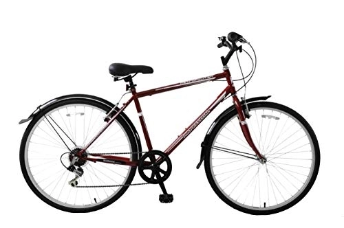 Comfort Bike : Ammaco. Professional Metropolitan 700c Wheel Hybrid City Trekking Traditional Commuter Comfort Bike Mens Adults Maroon 22" Frame 6 Speed