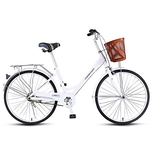 Comfort Bike : Bicycle Adult Ladies City Bike Lightweight Bicycle 24 Inches Urban Bicycle Shopper Bike Basket Single Speed Cruiser Bikes