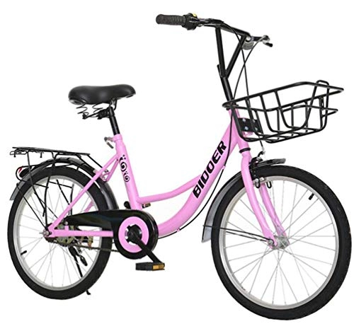 Comfort Bike : Children City Road Bike 20 Inch Outdoor Travel Kids' Freestyle With Front Basket (Color : Pink)