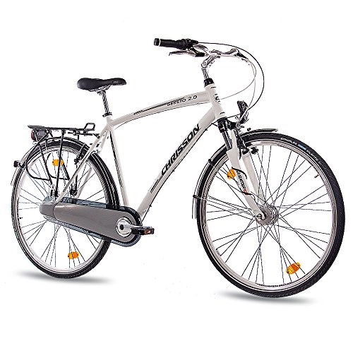 Comfort Bike : Chrisson 28 Inch Aluminium City Bike Trekking Bike Sereto 2.0 with 3G Shimano Nexus StVZO White Matt