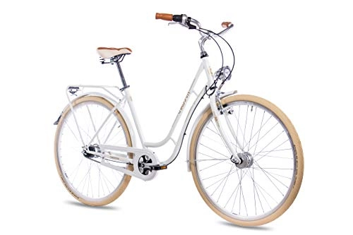 Comfort Bike : CHRISSON '28inch Vintage City Bike Women's Bicycle N Lady with Shimano Nexus 7G White