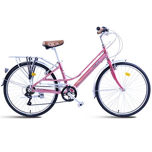 Comfort Bike : FXMJ Comfort Bike, Men And Women's Bicycle, 26Inch 7 Speed Beach Cruiser Bicycle, Urban Outdoor Student Girl Cycling Bicycle, Pink