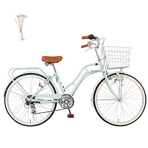 Comfort Bike : GHH Ladies bike Retro 6 speed 24" Carbon steel frame Heritage Bicycle With tools Comfort City Bike, Natural