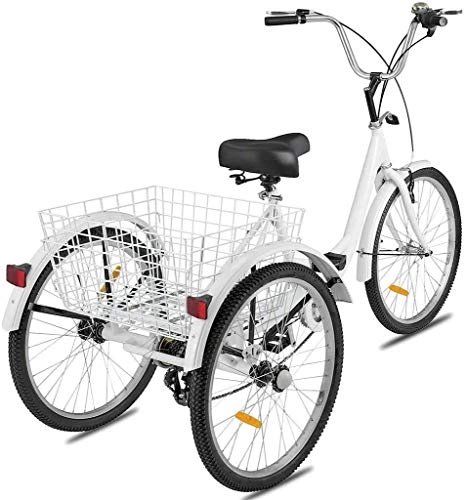 Comfort Bike : Gpzj Adult Tricycle 1 / 7 Speed 3-Wheel for Shopping W / Installation Tools for Seniors, Women, Men.