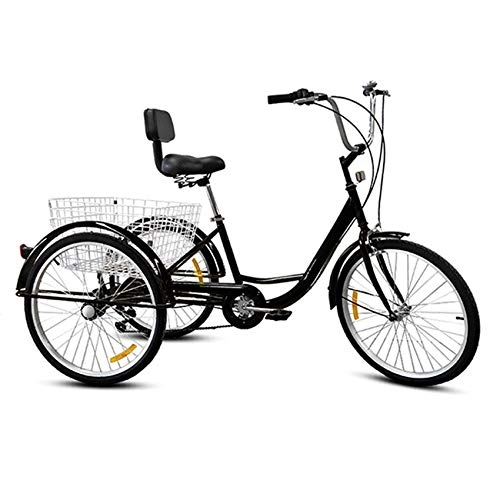 Comfort Bike : HENGGE Three-Wheeled Adult Tricycle Bicycle, Freight Tricycle Bicycle, Adjustable Old Tricycle, Outdoor Sports Bicycle, Black