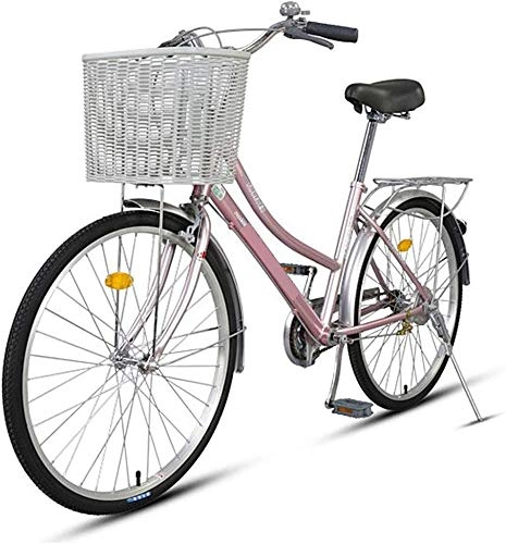 Comfort Bike : Mnjin Road Bike Bicycle Aluminum Ladies Car Commuter Retro Car Men and Women City Car 26 Inch
