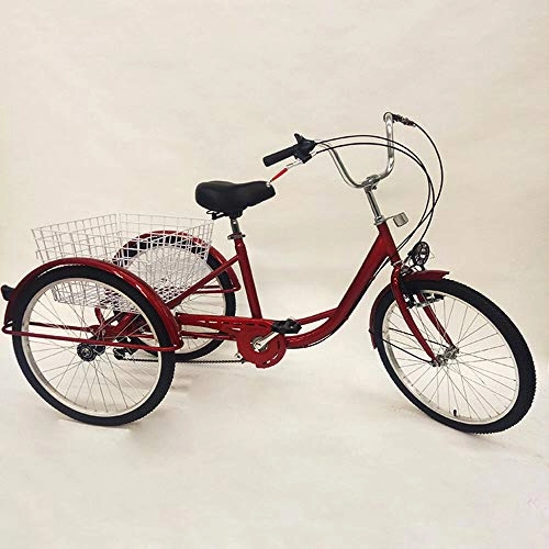 Comfort Bike : MOMOJA Adult Tricycle Adult Trike 3 Wheel Adult Bike Shopping Tricycle Bike with Shopping Basket Adult Bike Cycling for Man Women (Red)