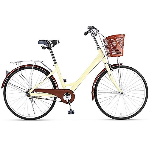 Comfort Bike : NBWE Bicycle High Carbon Steel Frame City Single Speed Recreational Vehicle Commuter Car 24 Inch Off-Road Cycling