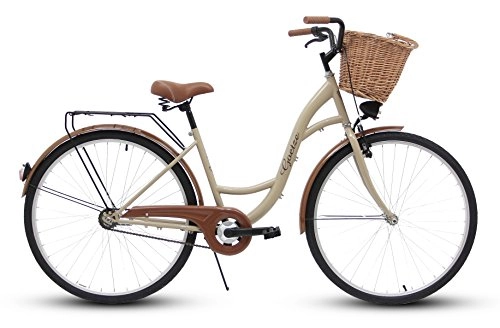 Comfort Bike : Polbaby Goetze 26-Inch Classic Tyres, Bicycle City City Wheel Retro Vintage Cappucino