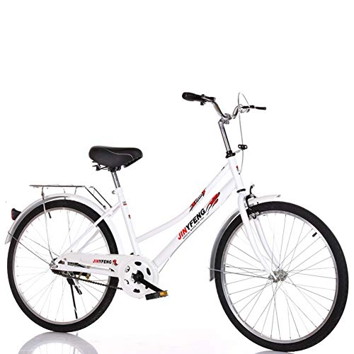 Comfort Bike : Road Bike City Commuter Bicycle, 26" Aluminum Frame Suspension Hybrid Road Bike for Mens Womens, White, 24 Inch