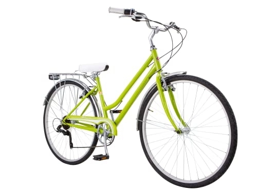 Comfort Bike : Schwinn Wayfarer 500 Mens and Womens Hybrid Bike, 700c Wheels, 16-Inch HI-TEN Steel Frame, 7 Speed Twist Shifters, Rear Cargo Rack, Olive