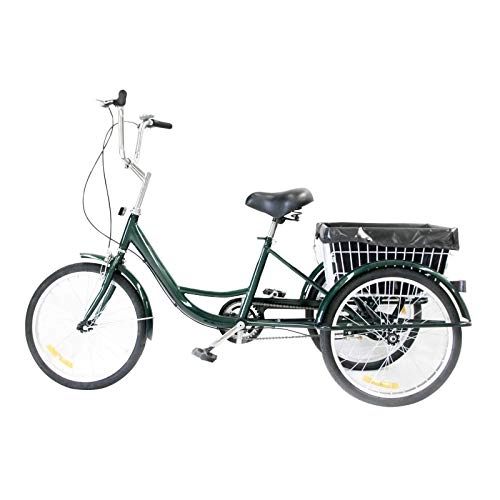 Comfort Bike : Sfeomi Adult Tricycle Trike 3-Wheel Bike Cruiser 24" w / Basket Liner & Comb Lock 100kg Capacity Shopping Basket
