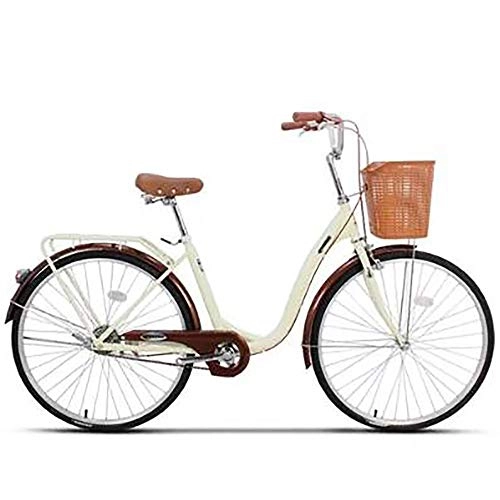 Comfort Bike : SNAWEN 26 '' Women Bicycle Adult Brown, Comfort Bike with Basket And Back Support, Dutch Bike, Ladies Bike, City Bike, Retro, Vintage