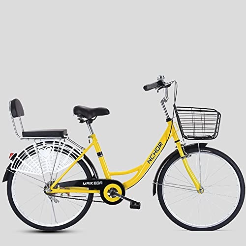 Comfort Bike : Swing around 31 Inch 28 Inch Adult Men'S And Women'S Bicycles Free Inflatable Solid Women'S Bicycles Shared Bicycles for Students Commuting, Yellow, 28in