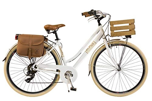 Comfort Bike : Via Veneto by Canellini Alluminio Donna Bianco Taglia 50 Cassetta+Borse+Campanello