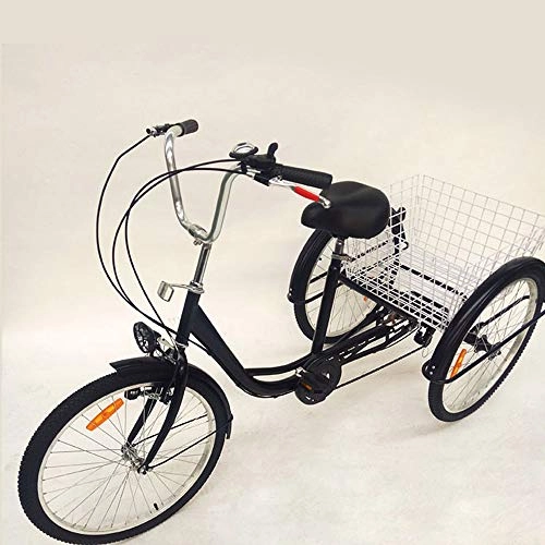 Comfort Bike : Xian 24" Adult Tricycle 6 Speed 3 Wheel Bicycle Trike Cruise Basket Backrest+Lamp