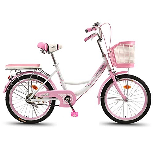 Comfort Bike : XYLUCKY Women Bicycle with Basket, Adults Bike, 1-Speed, Women's Step-Through Hybrid Alloy Beach Cruiser, Pink, 20 Inch