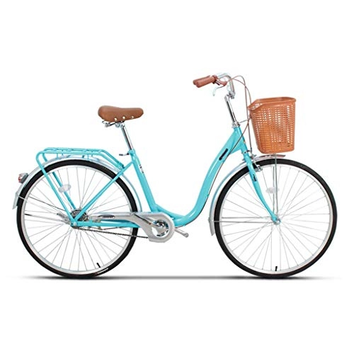 Comfort Bike : Yunyisujiao Bicycle Folding Bicycle Unisex 26 Inch Single Speed Portable Bicycle Fashion Beautiful City Bicycle (Color : BLUE, Size : 132 * 22 * 80CM)