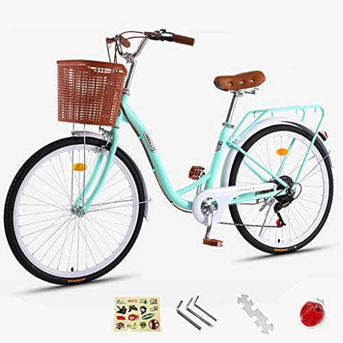 Comfort Bike : ZXLLO Paris Women's Bicycle Holland Bike 24 Inch Aluminium with Basket 7 Speed Gear Ladies City Bike Retro Design Women's Bike 16Kg