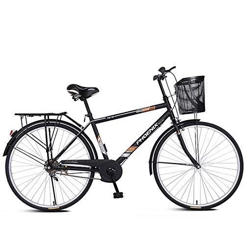 Comfort Bike : ZZD 26 Inch Men's and Women's City Commuter Bikes, Carbon Steel Comfortable Bikes with Dual Brakes and Thick Tires, for Outdoor Cycling, Matte Black