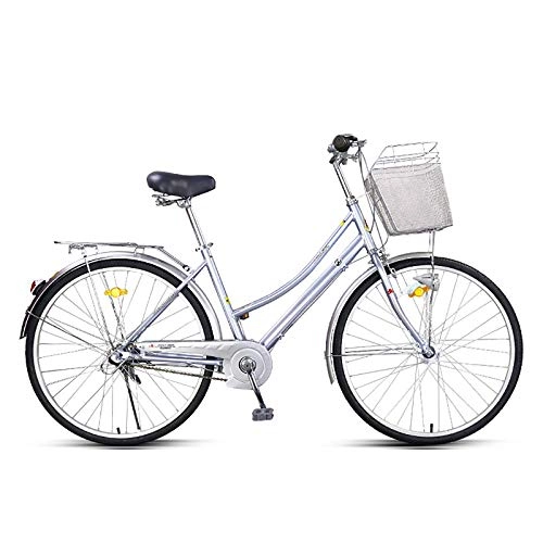 Comfort Bike : ZZD 26-inch Retro Women's Commuter Bike, Aluminum Alloy City Comfortable Bike with Lights, Shimano 3-speed, for Outdoor Riding And Commuting, Blue