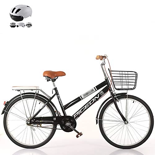 Comfort Bike : ZZD Women's City Comfortable Bicycle, 22 / 24 / 26 Inch Shopping Commuter Bike, Carbon Steel Frame and Dual Brakes, for Outdoor Riding and Work, Black, 26in