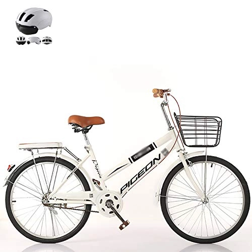 Comfort Bike : ZZD Women's City Comfortable Bicycle, 22 / 24 / 26 Inch Shopping Commuter Bike, Carbon Steel Frame and Dual Brakes, for Outdoor Riding and Work, White, 22in