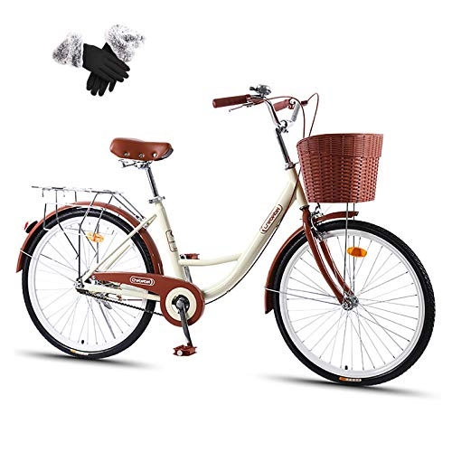 Comfort Bike : ZZD Women's Comfortable Bike with Front Basket, 20 24 26 Inch Girls City Commuter Bike, Dual Brakes and Aluminum Alloy Wheels, for Outdoor Riding, Work and Sports, 20in