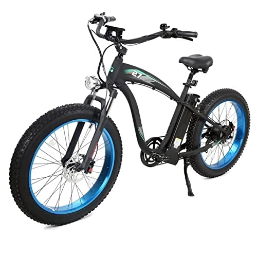 Electric Bike : 1000w Electric Bike for Adults Electric Bicycle 26 Inch Fat Tire E-Bike with 48v 13ah Lithium Battery 7 Speed Electric Bike (Color : Blue)