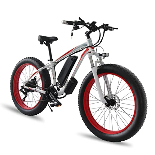 Electric Bike : 1000W Electric Bikes For Adults 28 Mph E Bikes 26 Inches Fat Tire Electric Mountain Ebike For Men 48V 18Ah Lithium Battery Motor Electric Snow Bicycle (Color : White, Size : 18AH battery)