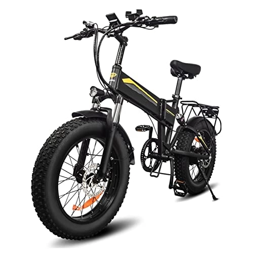 Electric Bike : 1000W Foldable Electric Bicycle 20 * 4.0 Fat Tire Road Ebike 48V 14AH Lithium Battery 28 MPH Electric Mountain Bike with Rear Seat LCD Display