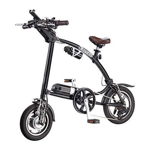 Electric Bike : 12 Inches Folding Electric Bike Power Assist E-bike 25km / h 3 Riding Modes 240w 36v 5.8ah Lithium-ion Batter Can Bear 150kg Mens Mountain Bicycles Suitable for Men and Women, Black