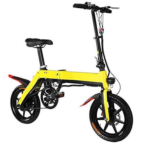 Electric Bike : 14-Inch Electric Bicycle, Bicycle, Mini Folding Bicycle for Adult 36V / 10AH Lithium Battery Long Life of the Battery 350W THREE Driving Mode Professional Yellow