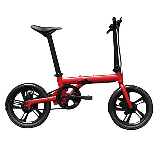 Electric Bike : 16 Inch Intelligent Folding Electric Bicycle 3 Typesmodes 5 Gears Assist Double Disc Brake Adult Men And Women Portable Aluminum Alloy Electric Vehicle, Red