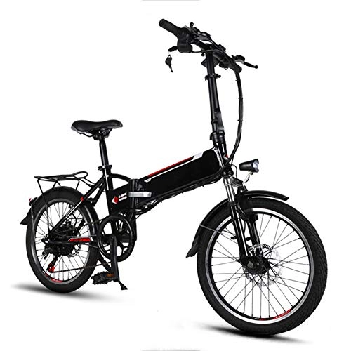 Electric Bike : 20" Electric Bike Folding Electric Mountain Bike 48V 10AH Li-Ion Battery 250W Motor Aluminum Frame Electric Mountain Beach Snow Ebike Bicycle, Black